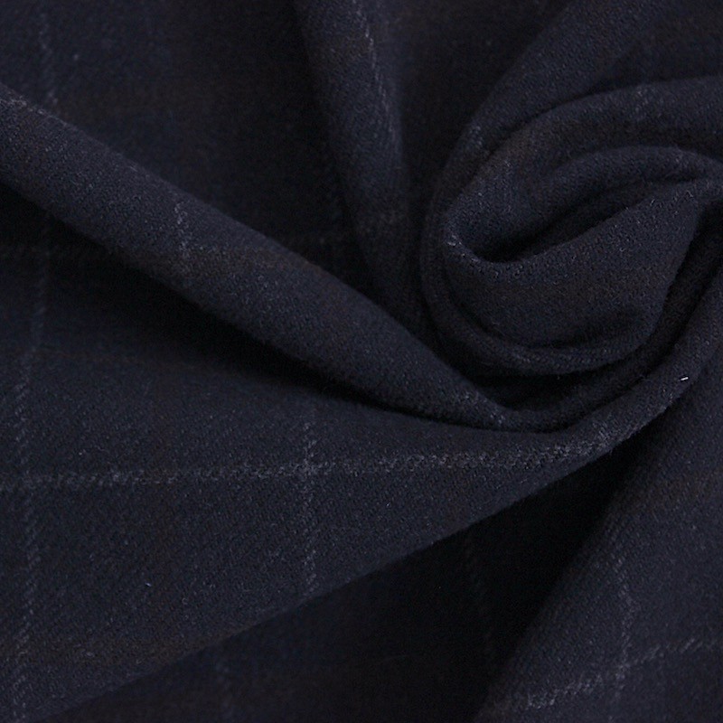 Woolen fabric checkered blue, black and grey