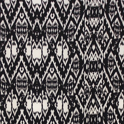 Satin en polyester motif  vintage noir et blanc