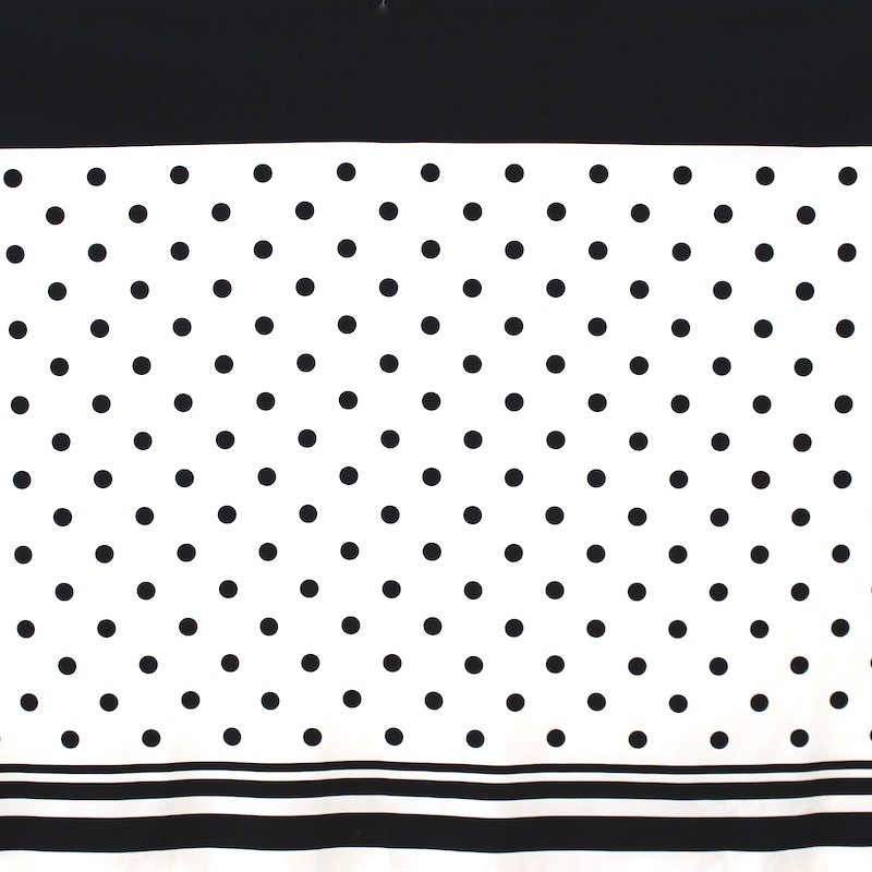 Panneau de tissu en coton pois blanc sur fond noir 