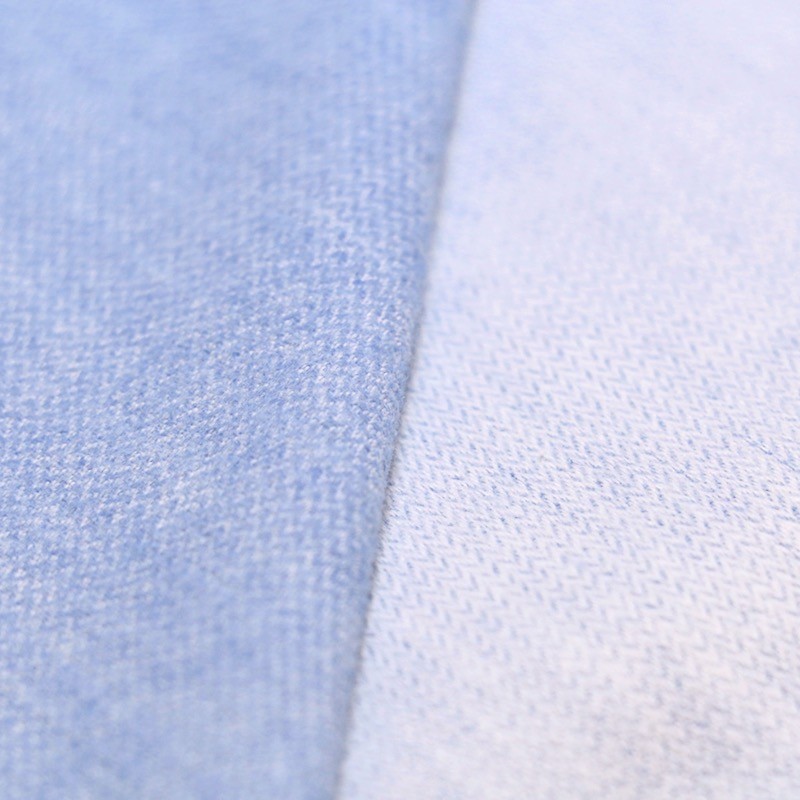 Brushed cotton fabric with herringbone pattern - sky blue