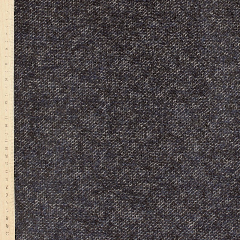 Tissu laine et polyamide chiné bleu 