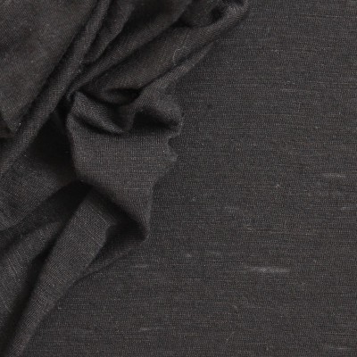 Tissu en jersey  en lin, modal et polyamide uni noir