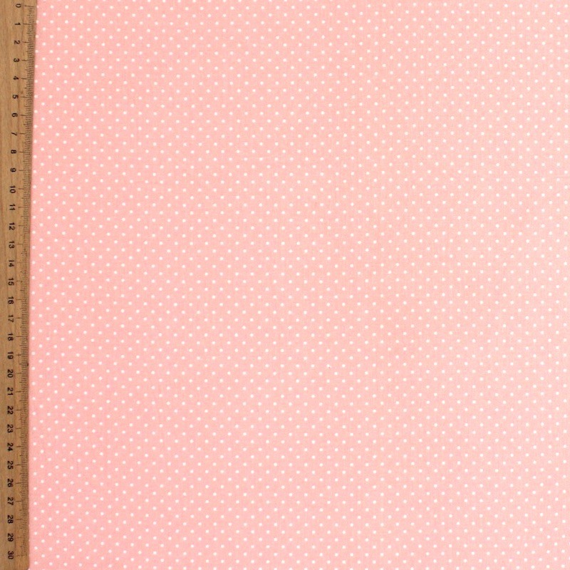 Cotton fabric with dots - pink background
