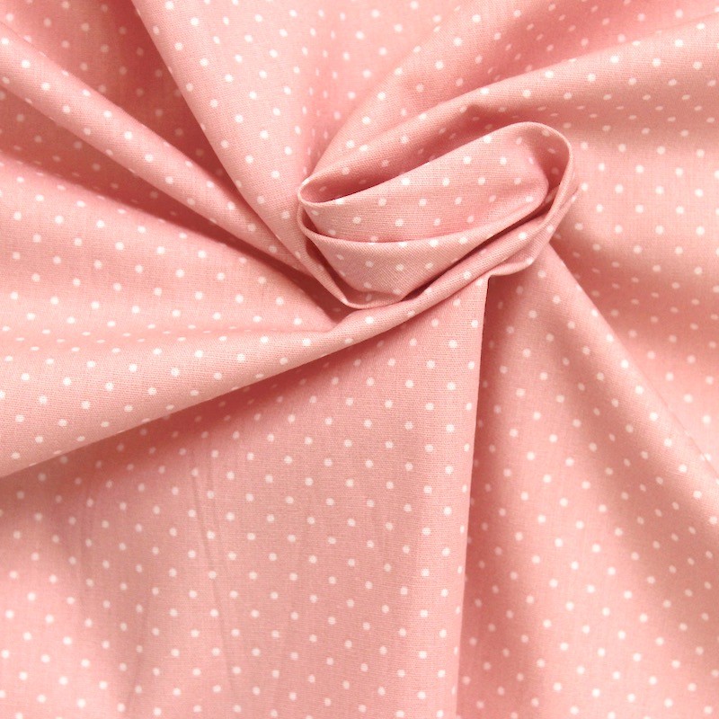 Cotton fabric with dots - pink background