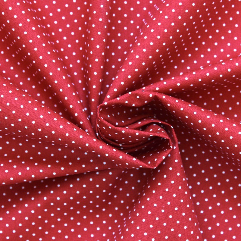 Cotton fabric with dots - red background