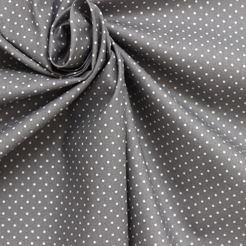 Cotton fabric with dots - grey background