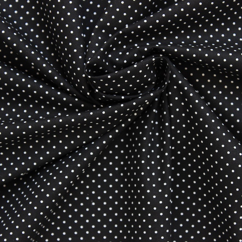 Cotton fabric with dots - black background