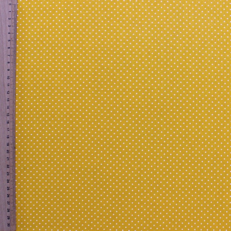 Cotton fabric with dots - yellow background