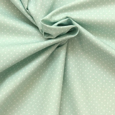 Cotton fabric with dots - sea green