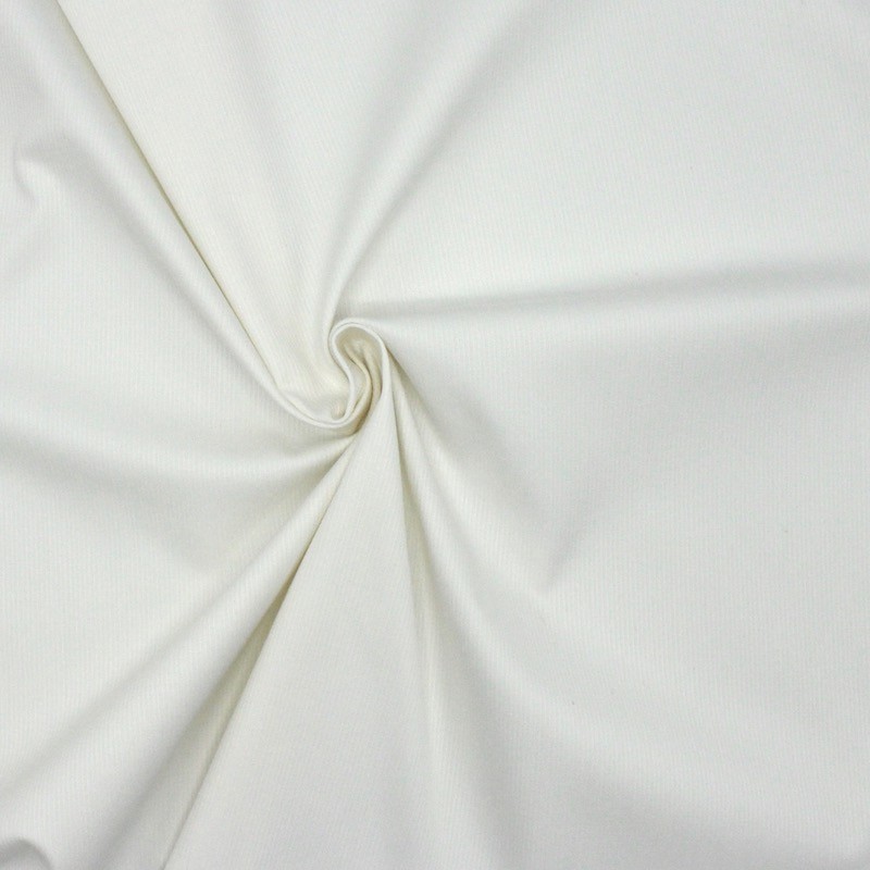 Tissu en coton et Spondex côtelé blanc cassé