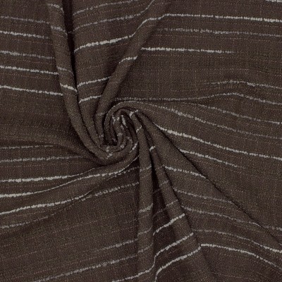 Tissu en coton et viscose brun à rayures