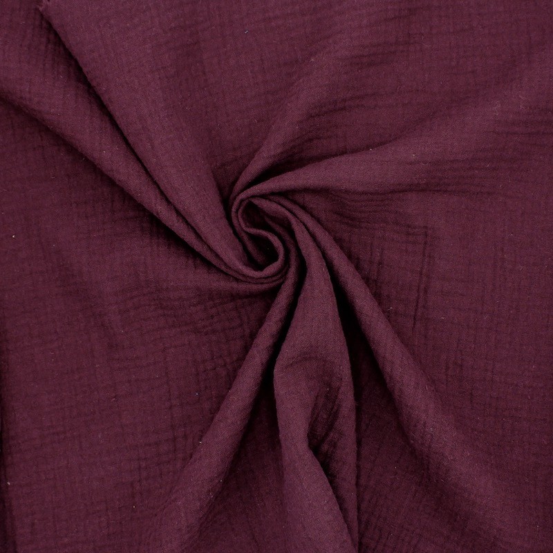 Tissu double gaze de coton purple