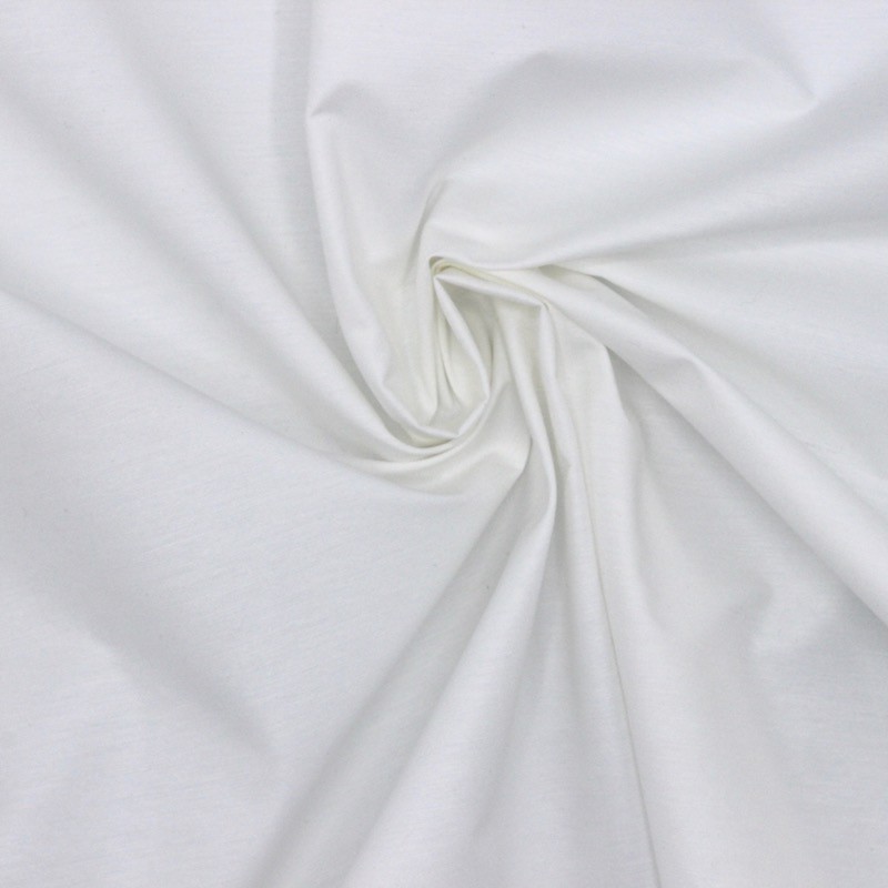 Double width white cotton and polyester fabric