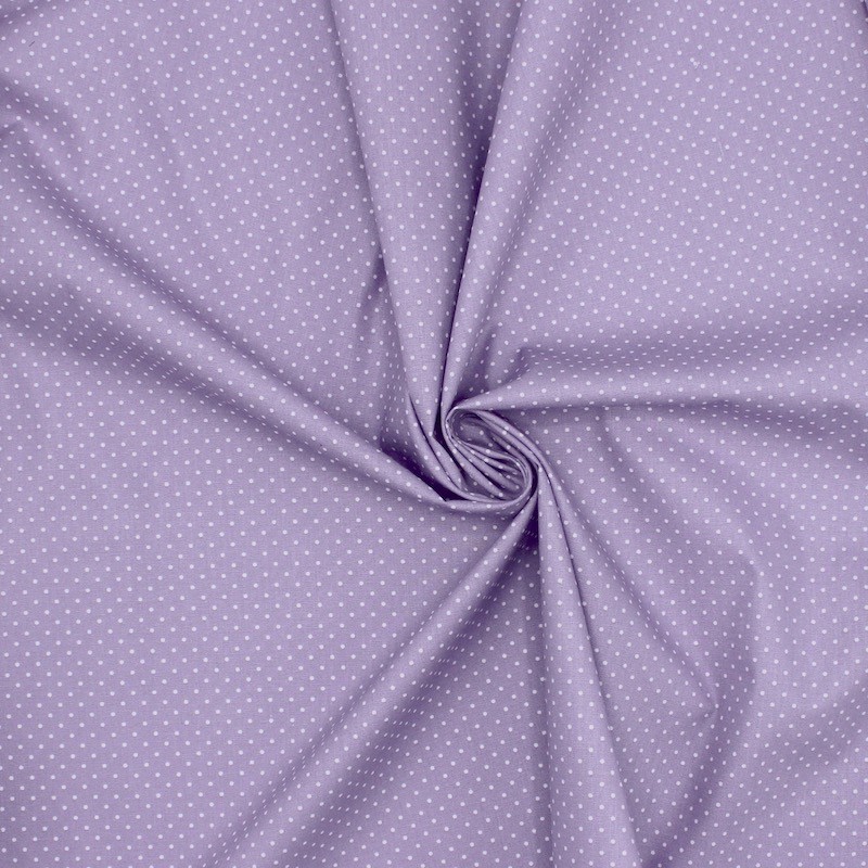 Tissu en coton imprimé pois sur fond violet