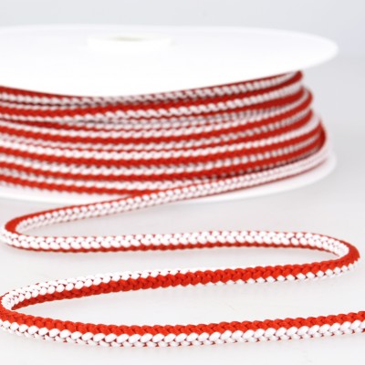 Two-tone braided lacing red and white