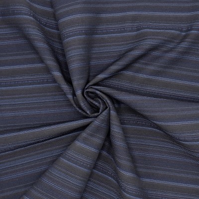 Extensible striped fabric - chestnut brown and blue 