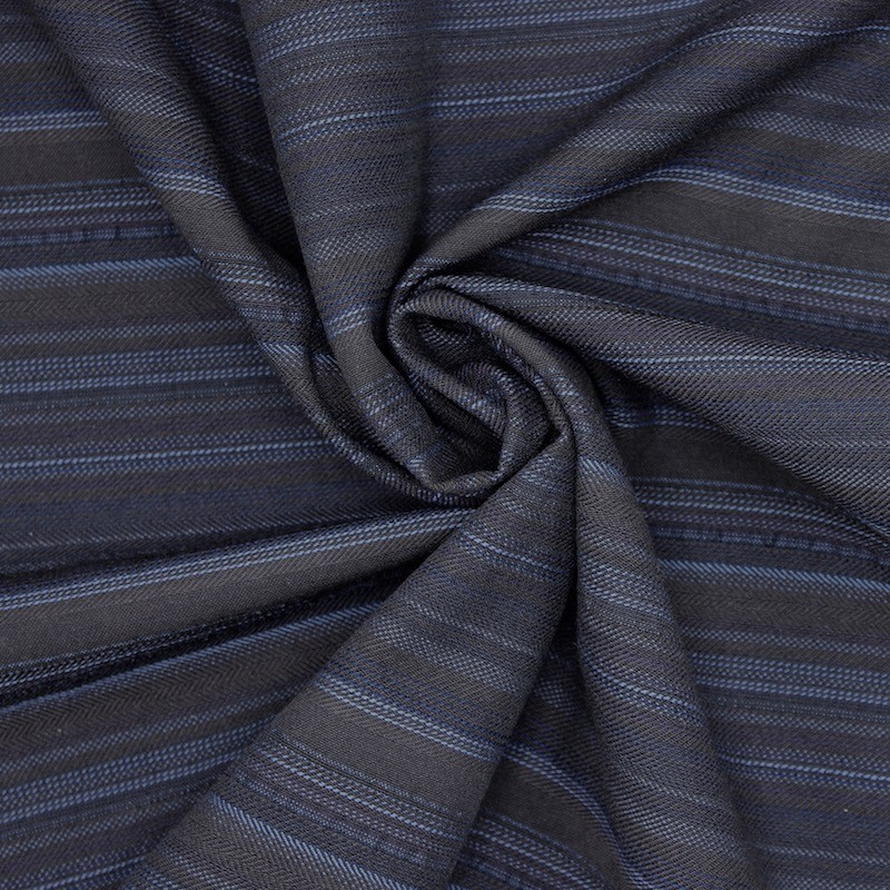 Extensible striped fabric - chestnut brown and blue 