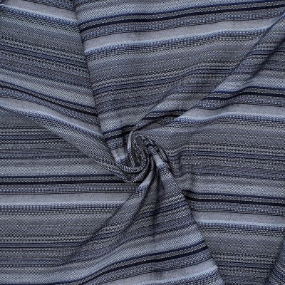 Extensible striped fabric - grey and blue 