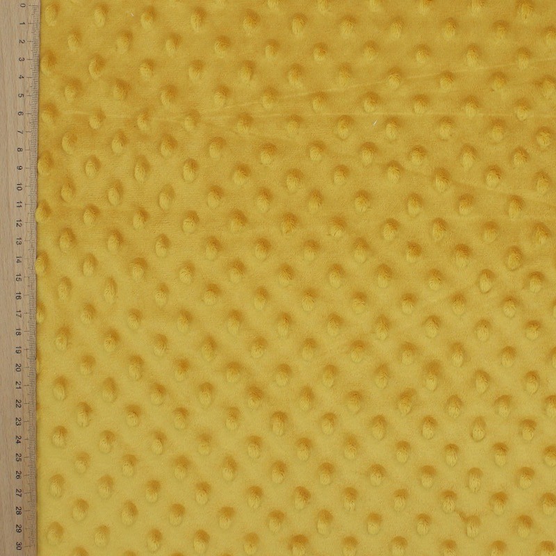  Minky fluweel Stof met puntjes in relïef mosterd geel