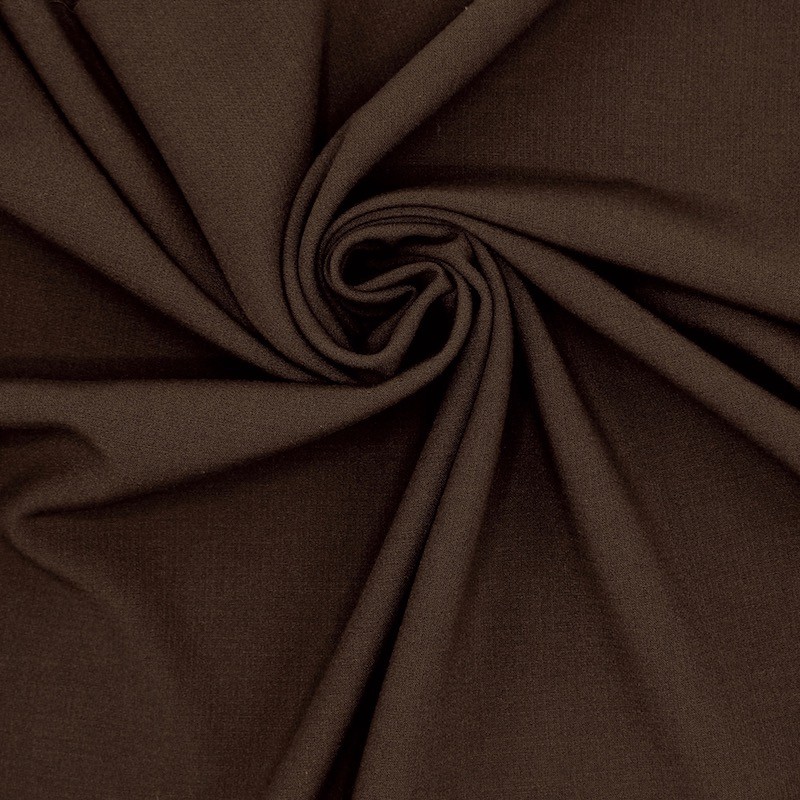 Tissu polyester fluide, lourd et stretch brun