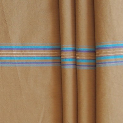 Beige polyamide stof met blauwe strepen
