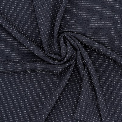 Crêpe fabric with thin stripes - navy blue