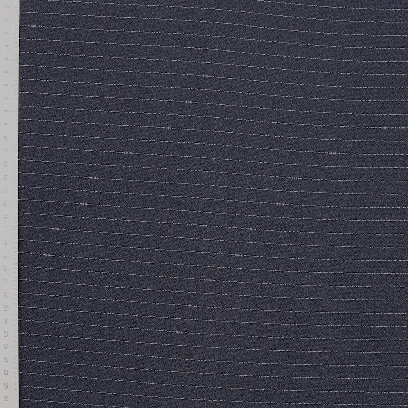 Crêpe fabric with thin stripes - navy blue