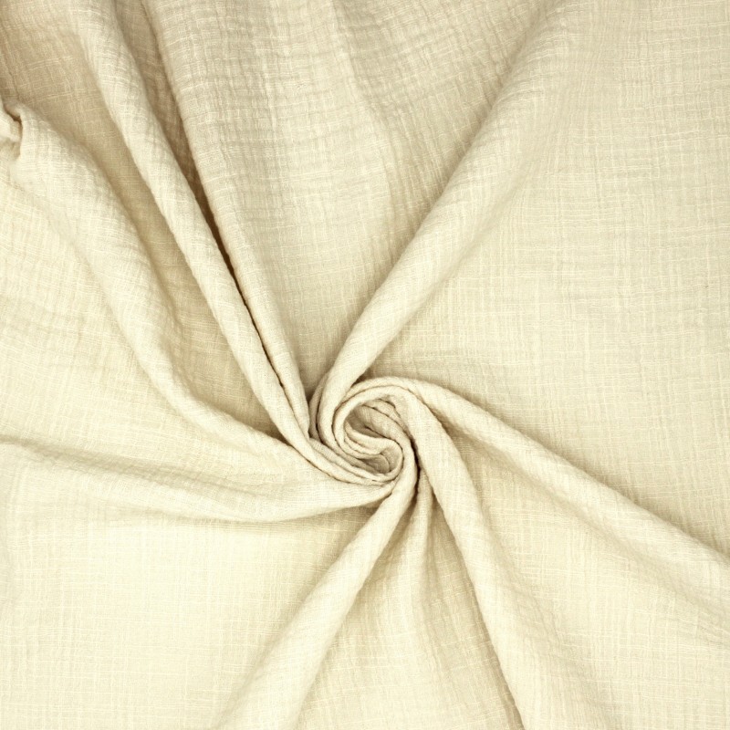 Double cotton gauze with linen effect - ecru