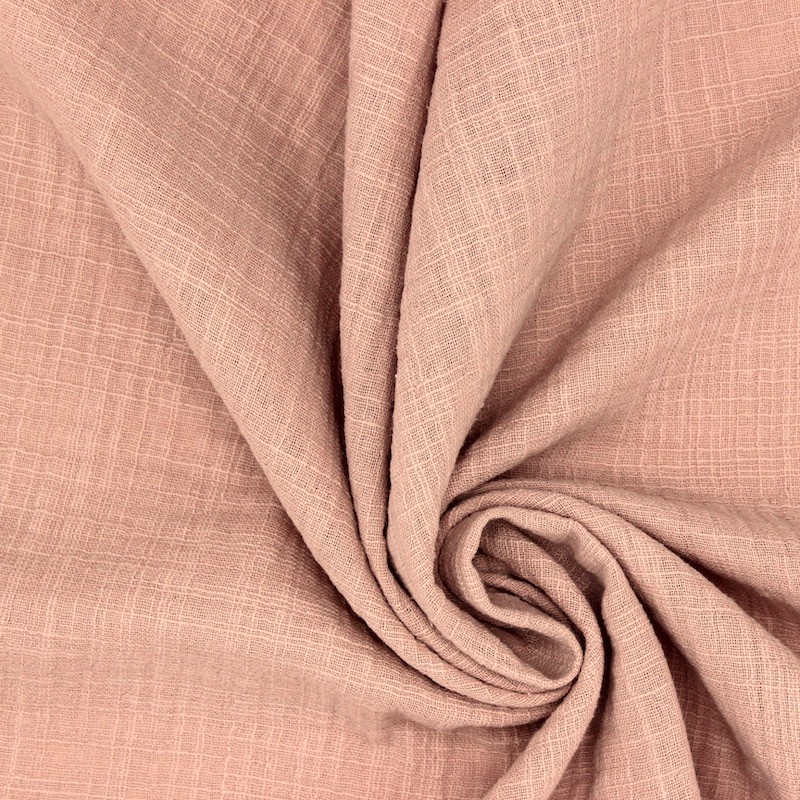 Double cotton gauze with linen effect - blush pink
