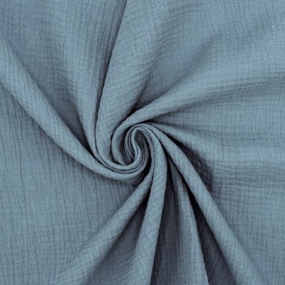 Tissu double gaze de coton bleu