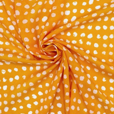 Crumpled viscose veil with patterns - saffron 