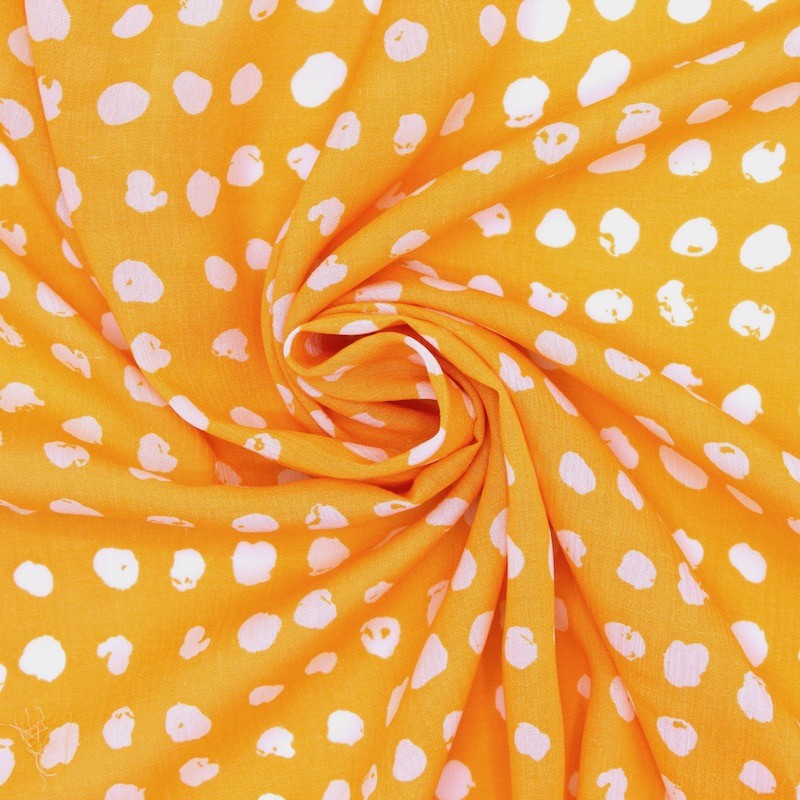 Crumpled viscose veil with patterns - saffron 