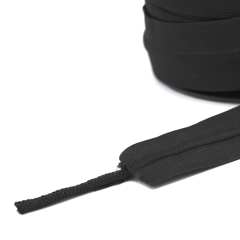 Zilveren elastische riem met zwarte streep