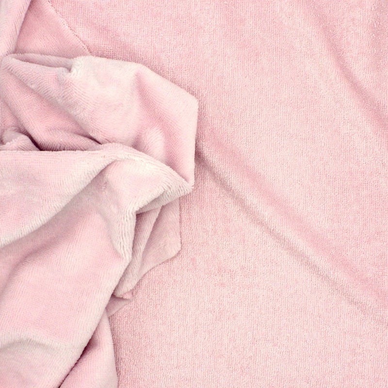 Tissu éponge bambou polyester et coton rose