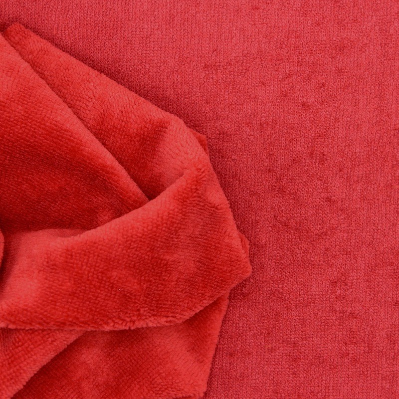 Tissu éponge bambou polyester et coton rouge