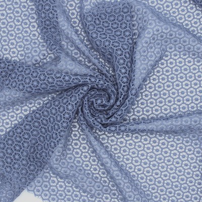 Grey lace fabric in polyester and elastane