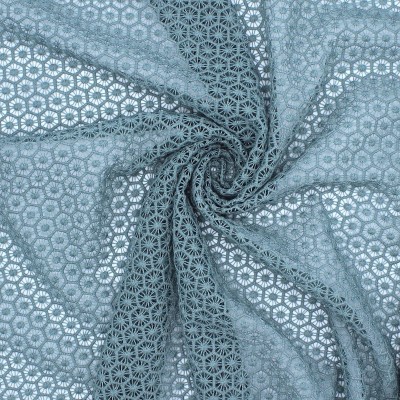 Grey lace fabric in polyester and elastane