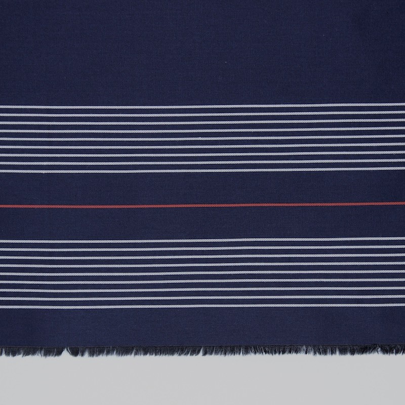 Paneel van stof in katoen en zijde type tafzijde - marineblauw