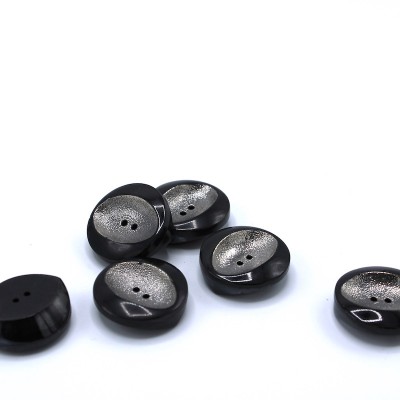Resin button 23mm - black and silver