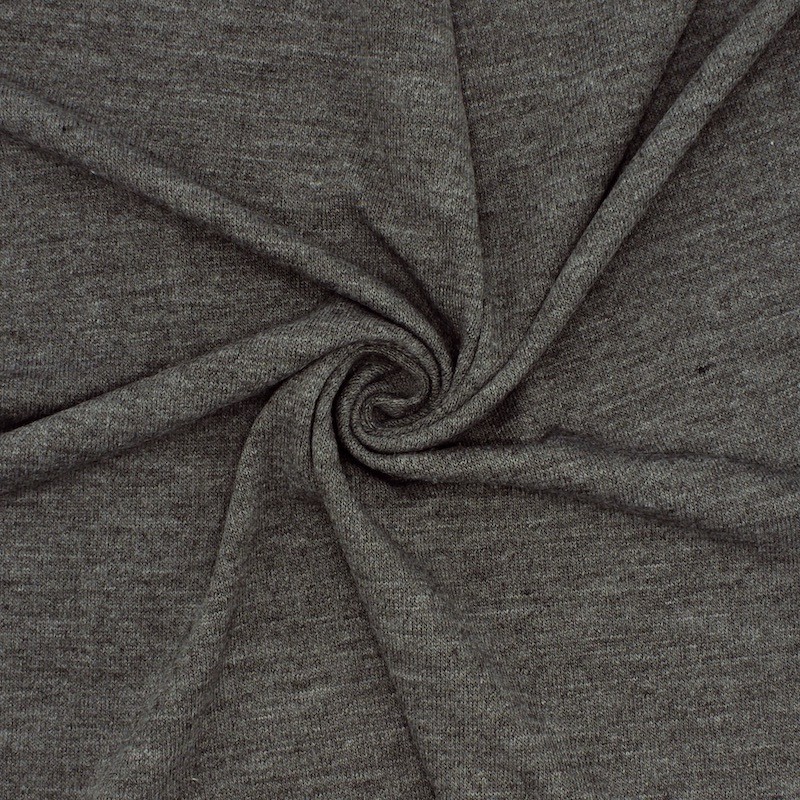 Gebreide stof in polyester - donkergrijs