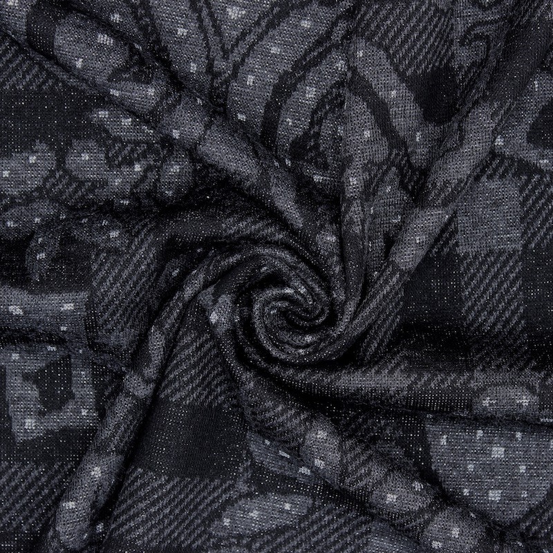 Mesh jacquard fabric with silver thread