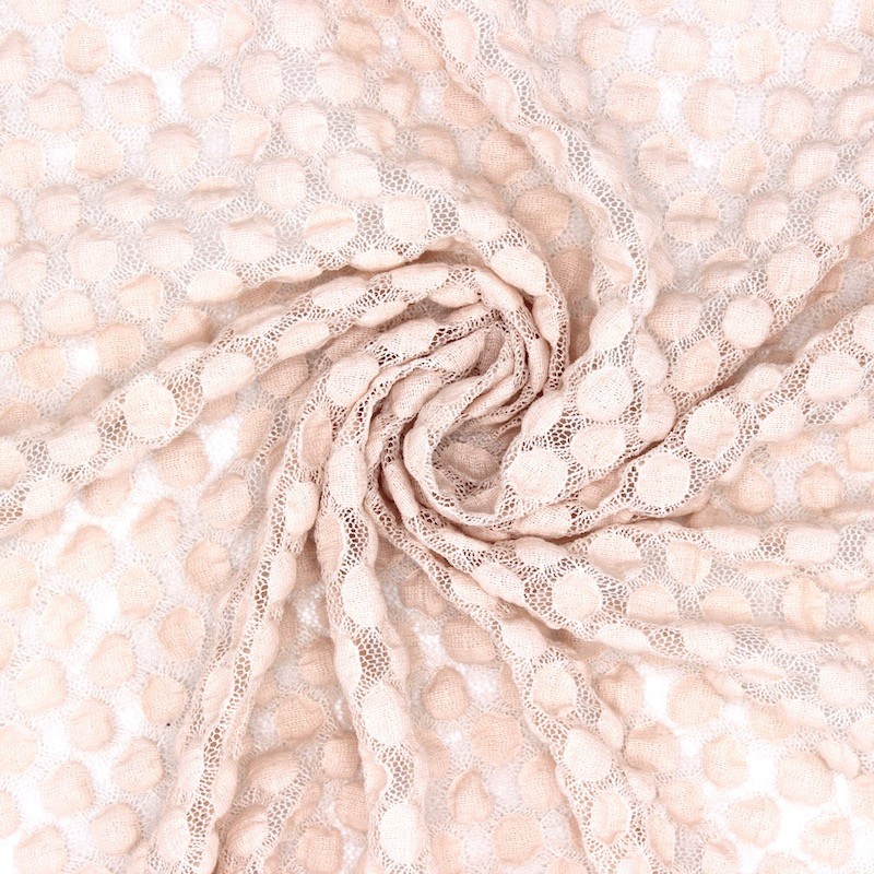 Jacquard fabric on extensible tulle - pink