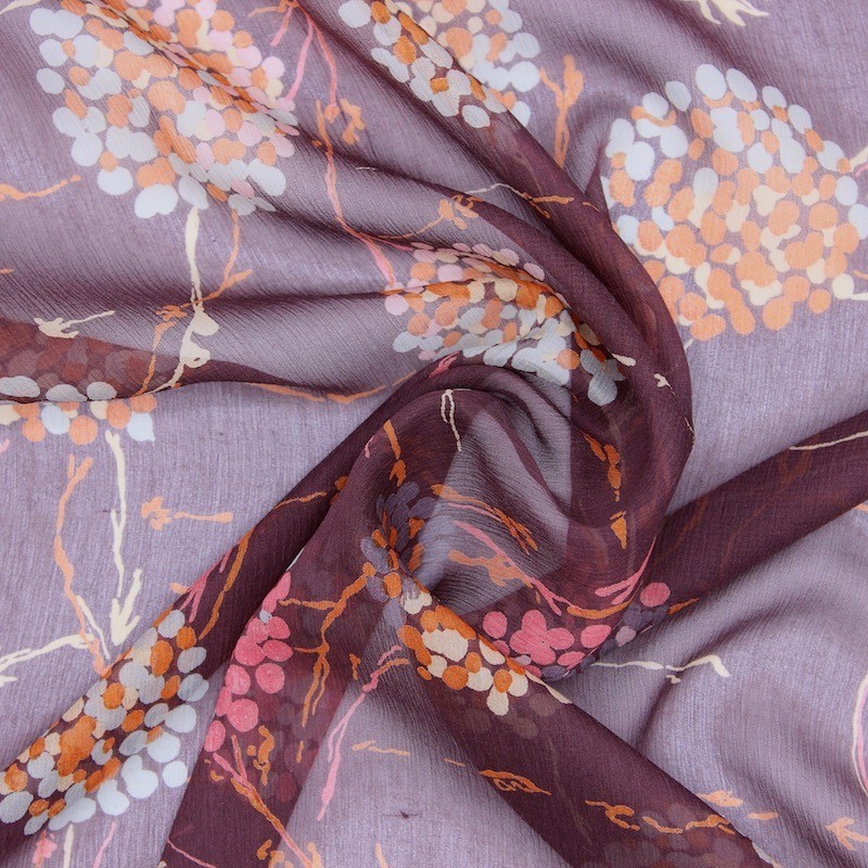 Printed silk muslin - burgondy 