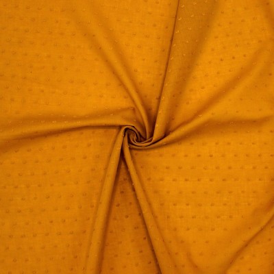 Cotton with embroidered dots - saffron