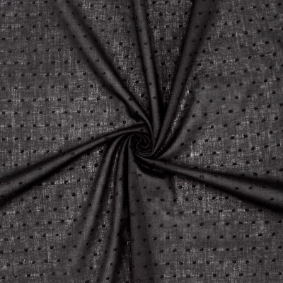 Tissu coton noir à plumetis