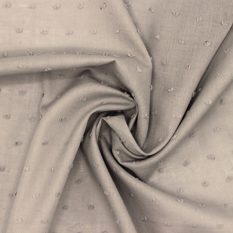 Tissu coton gris à plumetis