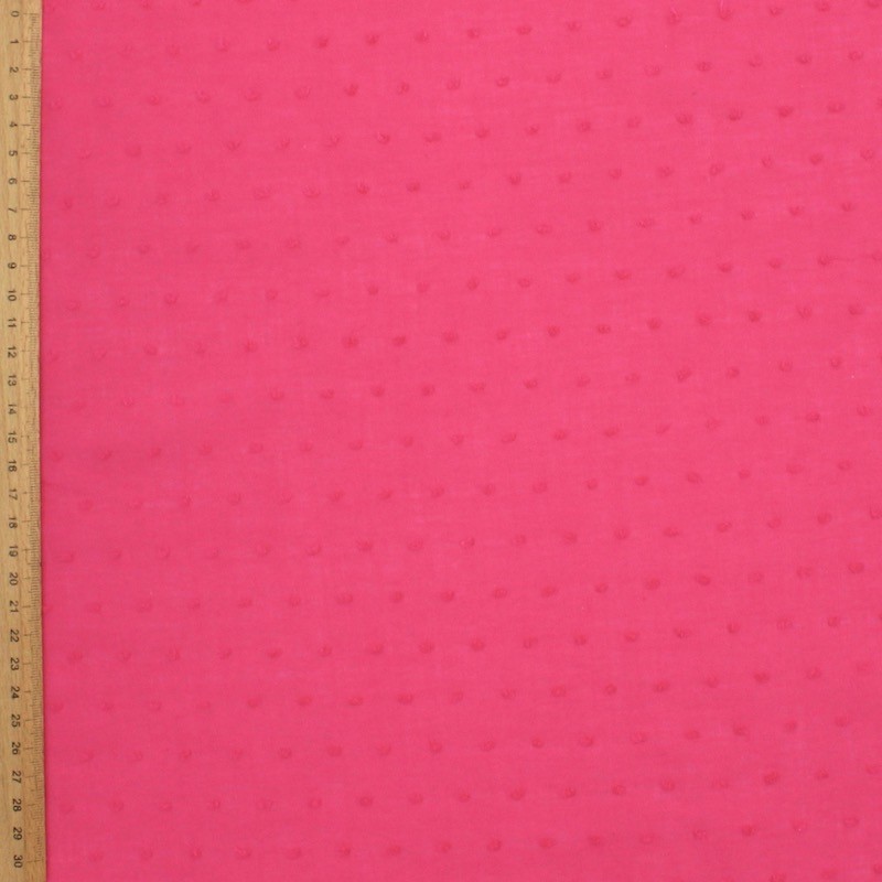 Cotton with embroidered dots - fuchsia