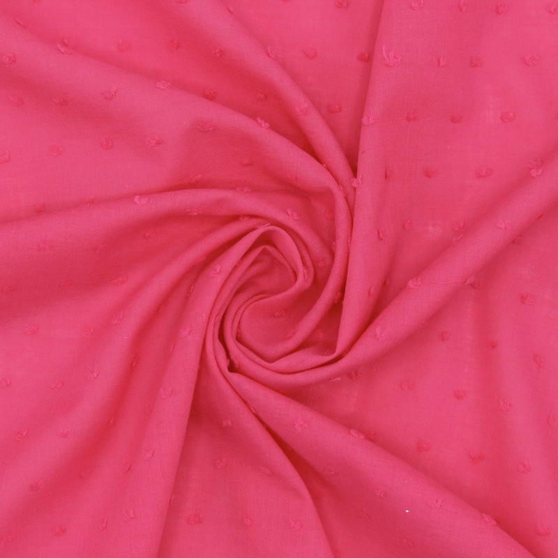 Tissu coton fushia à plumetis
