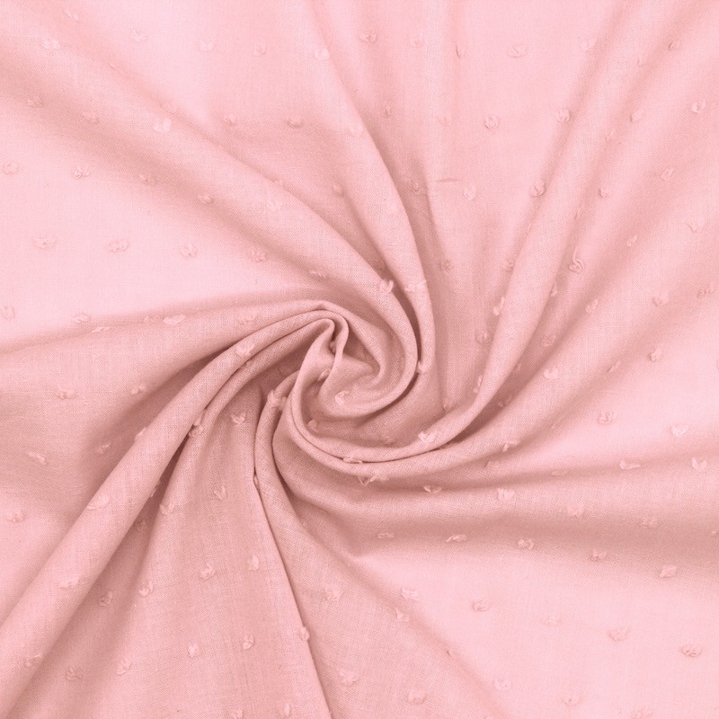 Tissu coton rose à plumetis