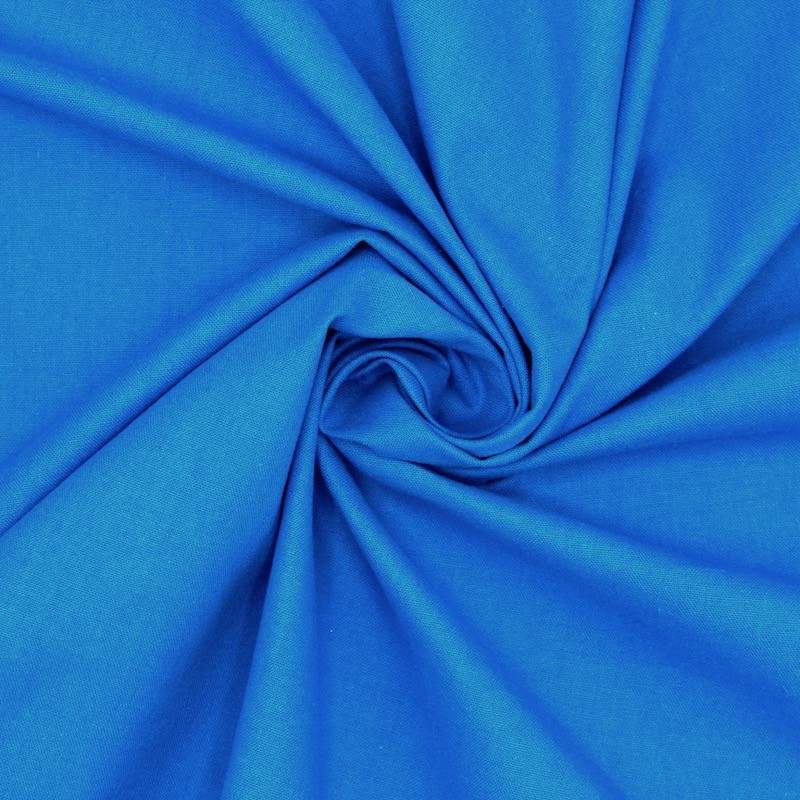 Tissu cretonne uni bleu de France